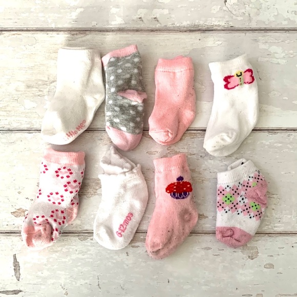 Baby Girl 6-12m Socks Bundle Set of 8 Pink White Assorted Brands - Picture 1 of 3